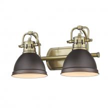  3602-BA2 AB-RBZ - Duncan 2 Light Bath Vanity in Aged Brass with Rubbed Bronze Shades